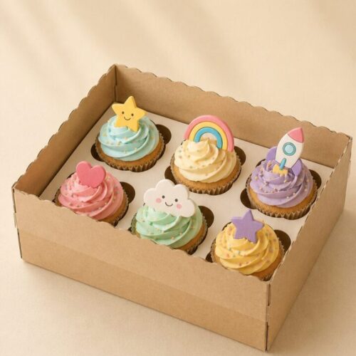 Caja Cupcake Microcorrugado Tapa Pvc