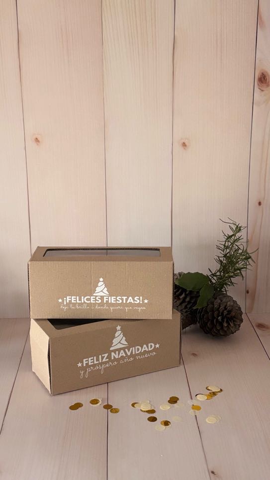 Caja Budinera Microcorrugado Impreso Felices Fiestas