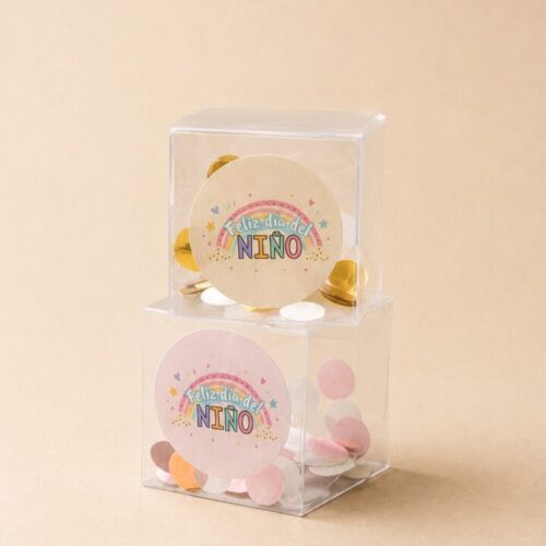 Caja Cubo Pvc CON STICKER Pack x5 Unidades | ESPECIAL DIA DE LA NIÑEZ