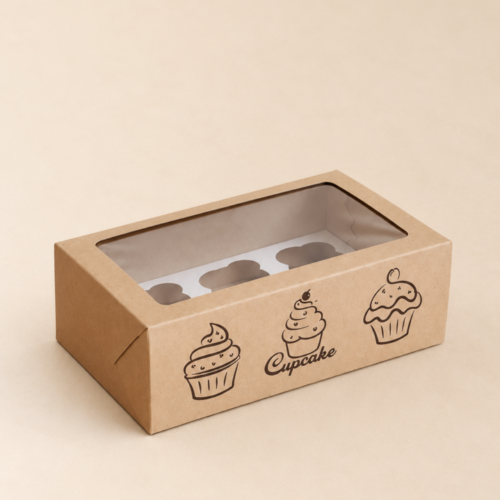 Caja Cupcake Microcorrugado Marrón Impresa