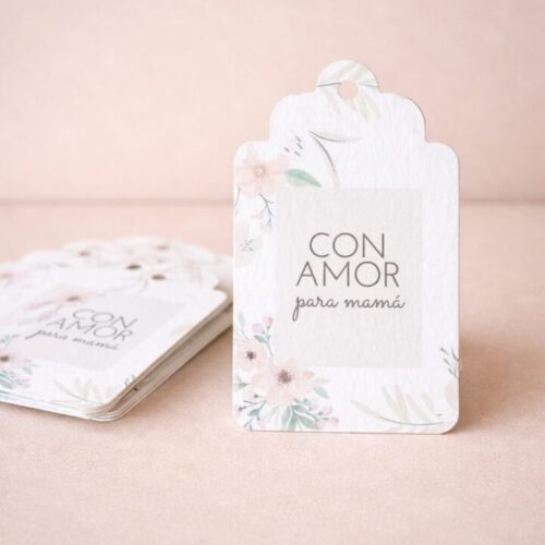 Pack x10 Unidades Tags/Etiquetas Feliz Día Mamá Flores