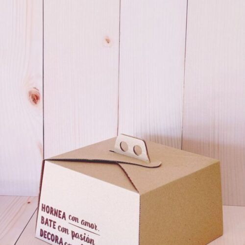 Caja Torta Microcorrugado Marrón Impresa
