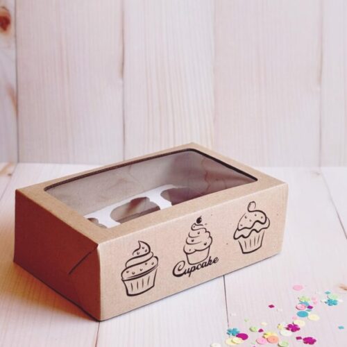 Caja Cupcake Microcorrugado Marrón Impresa