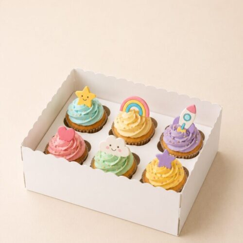 Caja Cupcake Cartulina con Tapa Pvc