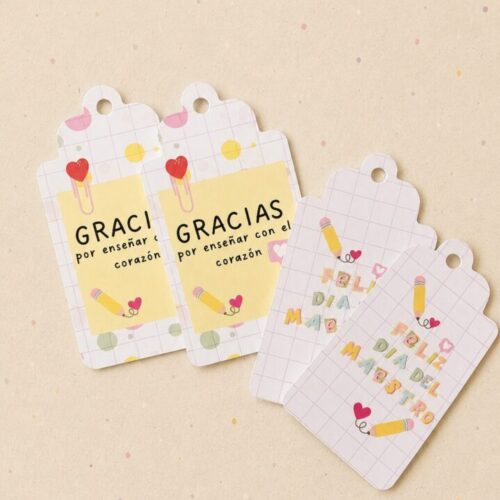 Tags/Etiquetas Pack x12 Unidades Feliz Día del Maestro