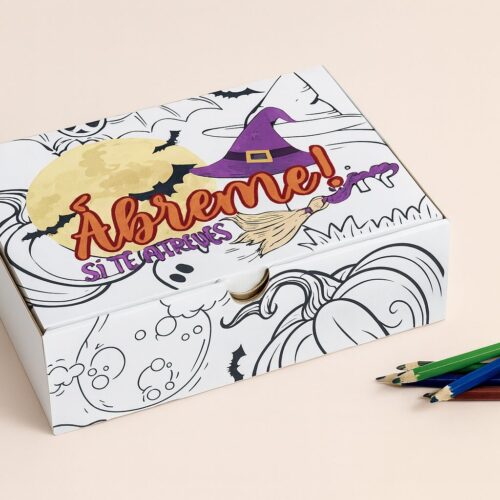 Caja Happy Halloween Con Lápices Para Colorear