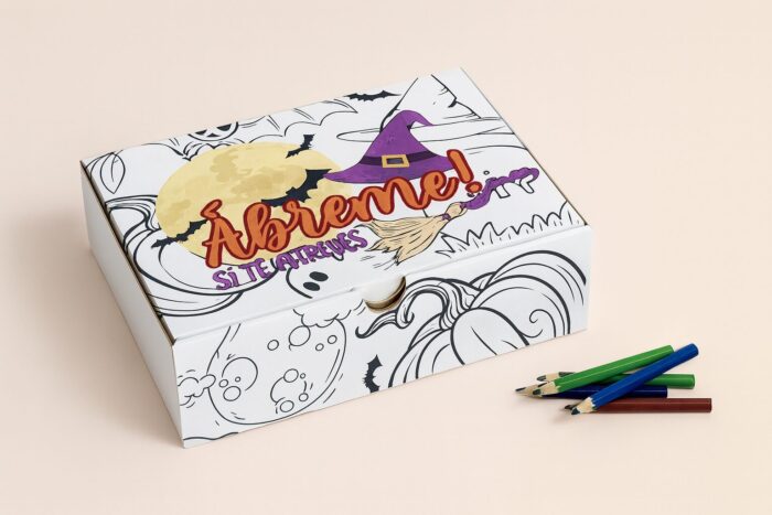 Caja Happy Halloween Con Lápices Para Colorear