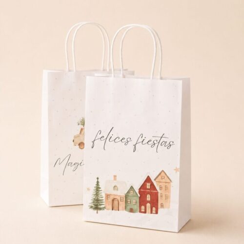 Bolsas Navideñas | Blanco y Kraft