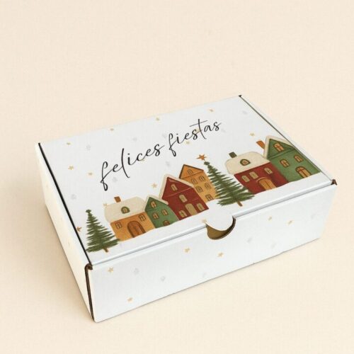 Caja Felices Fiestas | Cartón Micro Blanco Impreso