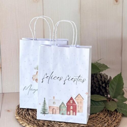 Bolsas Navideñas | Blanco y Kraft