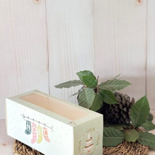 Caja Budinera Cartulina Impresa Felices Fiestas