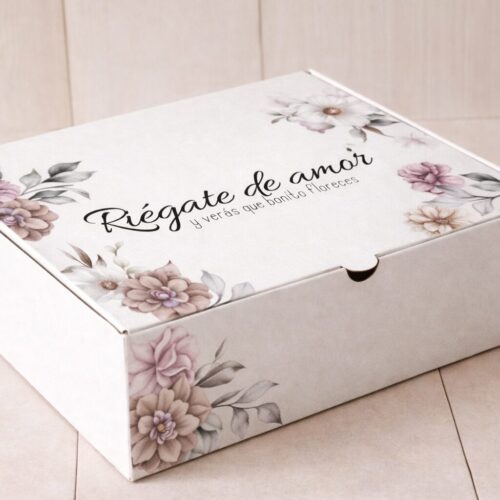 MUESTRA NO TERMINADA | Caja FLORECE Microcorrugado Blanco