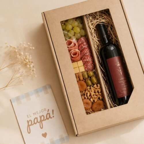 Caja Vino Doble Marrón | Ideal Picada Feliz Día PAPÁ.