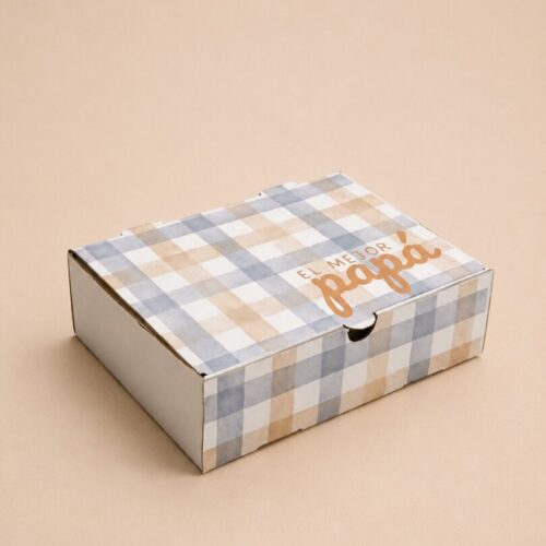 Caja FELIZ DÍA PAPÁ Microcorrugado Blanco