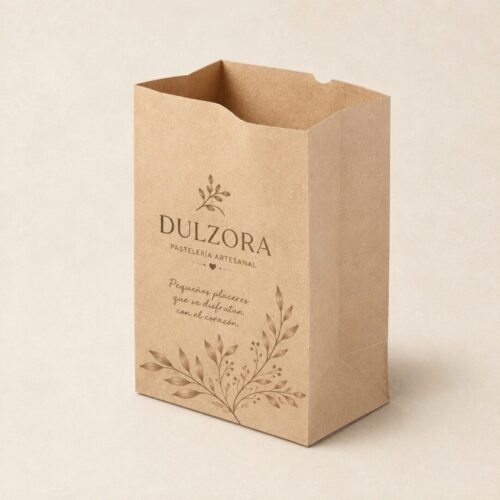 Bolsas Papel Kraft Con Logo x100 Unidades Sin Asa
